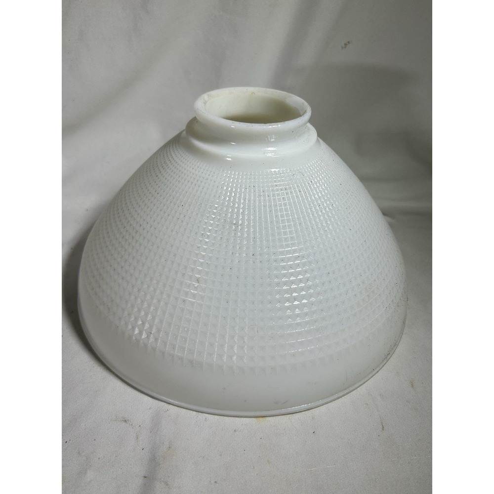 Vintage Milk Glass Lamp Shade Torchiere Waffle 10" Opening Bottom Antique